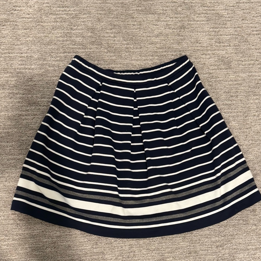 Max Studio Navy and White Striped Skirt